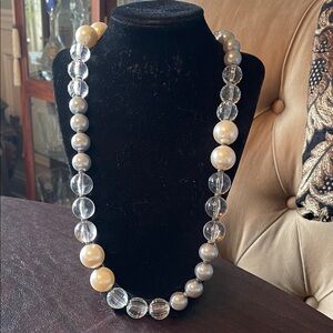 #141 - LIVE SHOW- Pearl & Clear Bead Statement Necklace